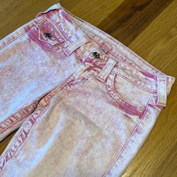 True Religion Womens Jeans Size 26 Pink Lava Acid Wash Basic Skinny Flap Pockets - Picture 7 of 10